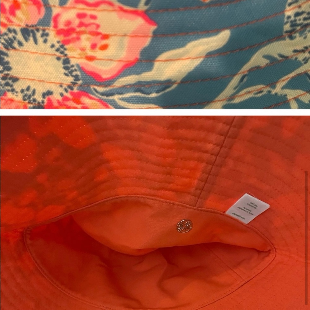 Tory Burch Orange and Floral Reversible Hat - Picture 3 of 7